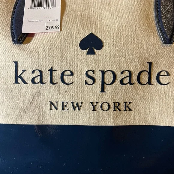 Kate Spade New York “Street Tote Nightcap” LARGE Canvas and Patent Leather. NWT - Picture 6 of 13